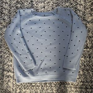 Blue and Navy Polka Dot Sweater 100% Pima Cotton Women’s Medium Preppy